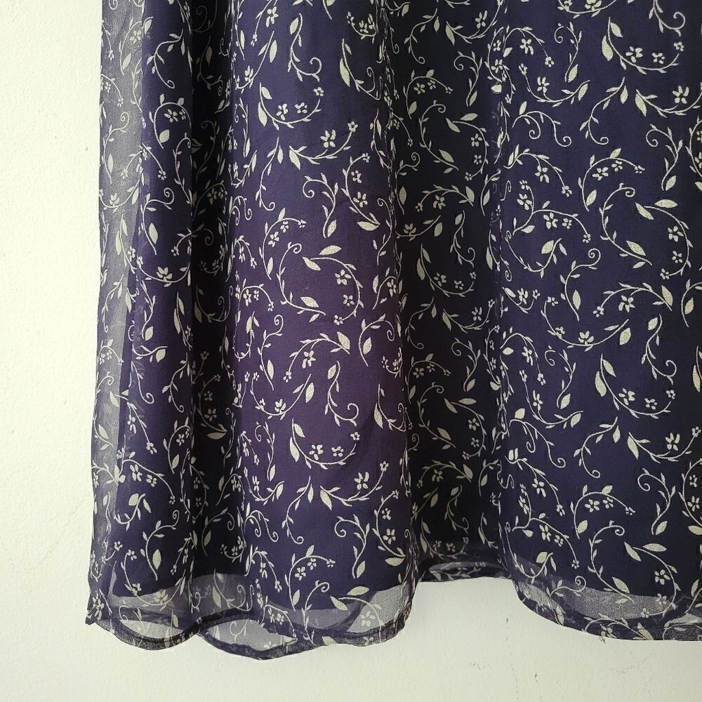 Vintage Robbie Bee Petites 100% Silk Dress Navy Blue Floral 6P - Picture 2 of 9